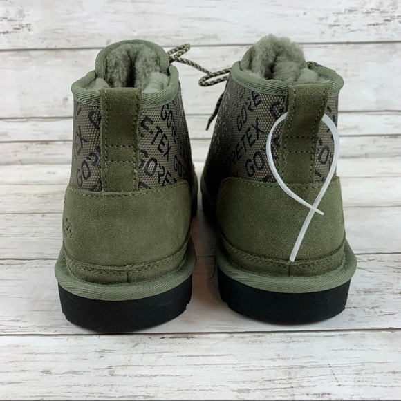 Ugg Neumel Gore-Tex Waterproof Suede Chukka Boots Olive Green Logo 7 Lace Up